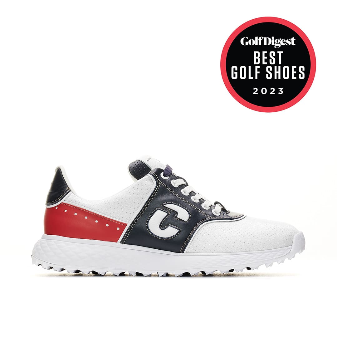 Positano Award Winning White/Navy Men's Golf Shoes