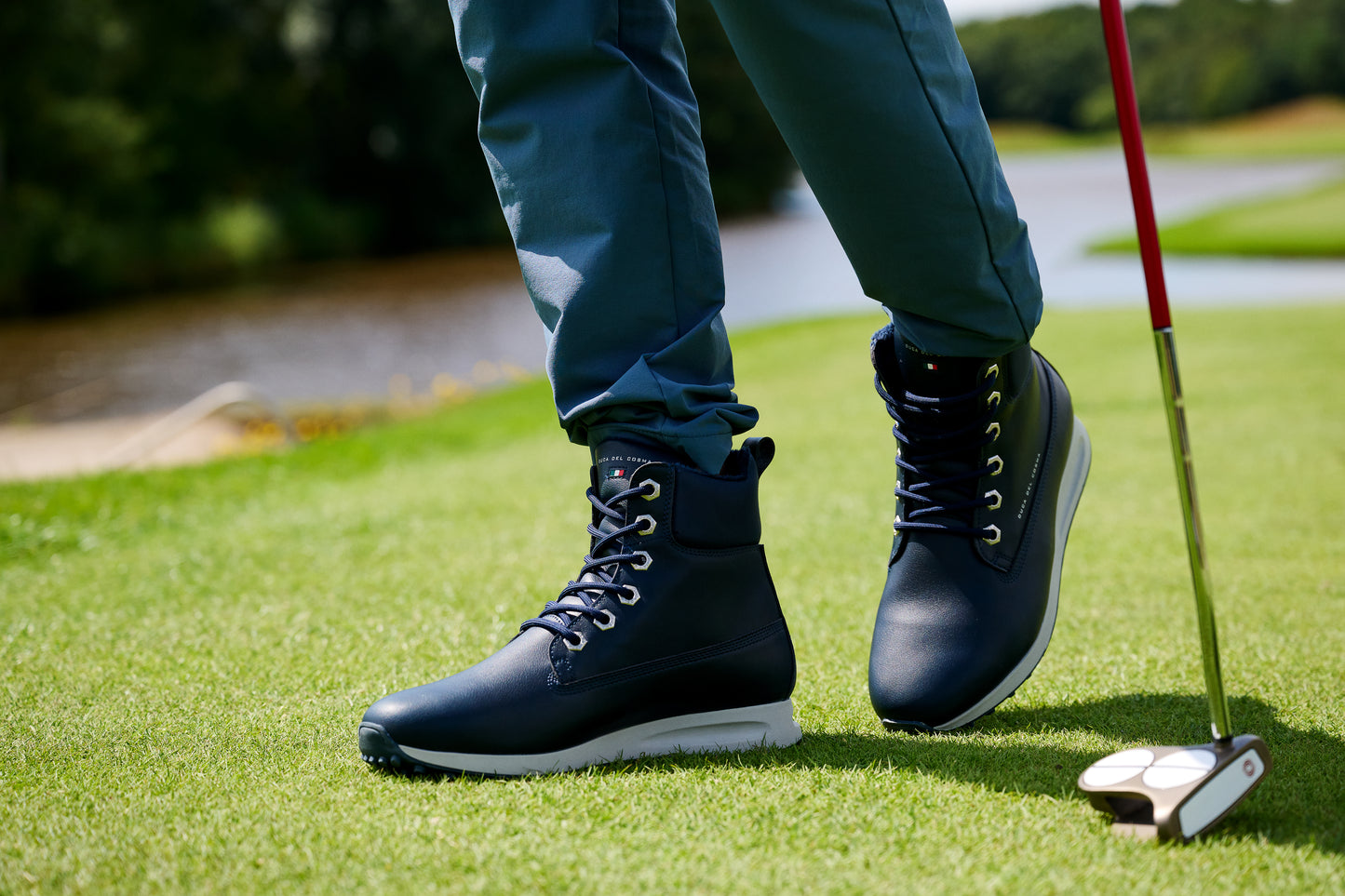 Daan Huizing wearing Fontana - Navy Mens Waterproof Golf Boots