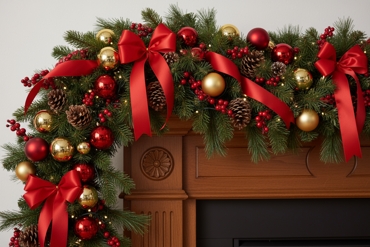 Christmas garland in traditional colours